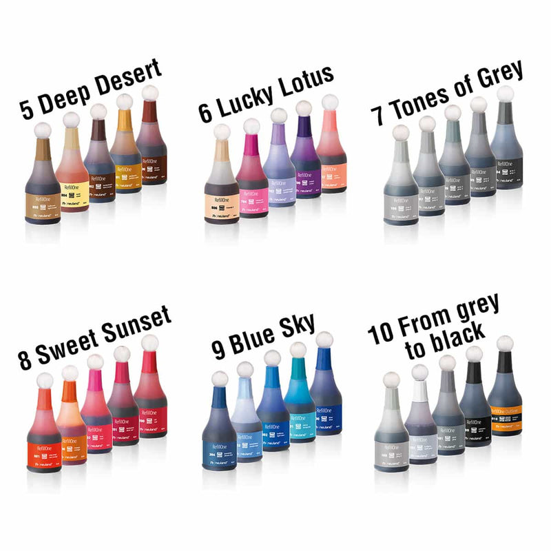 RefillOne Ink, water-based, 5 color set - No. 23 Bold Colors