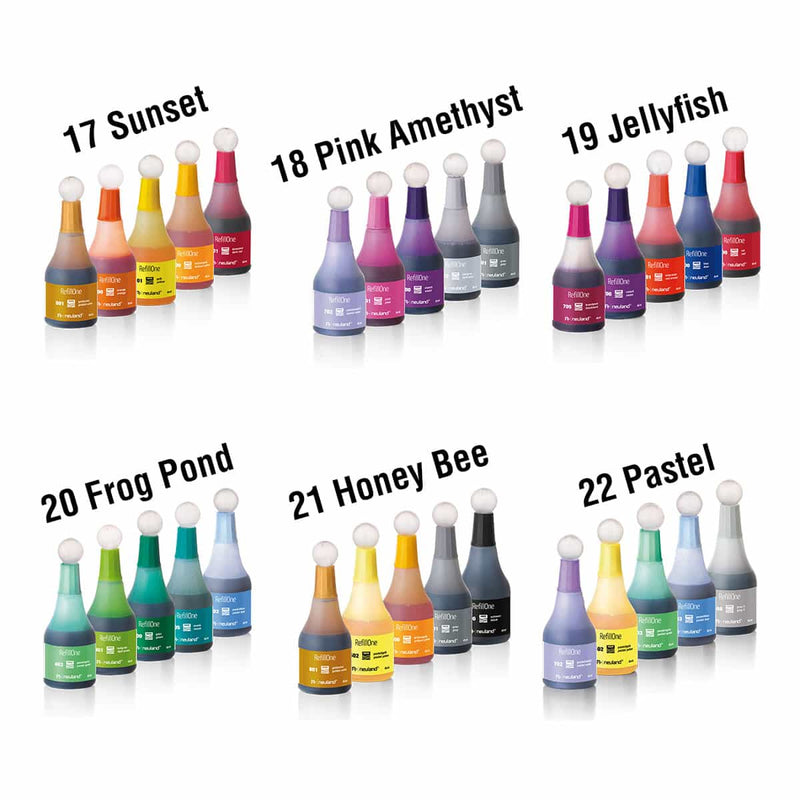 RefillOne Ink, water-based, 5 color set - No. 23 Bold Colors