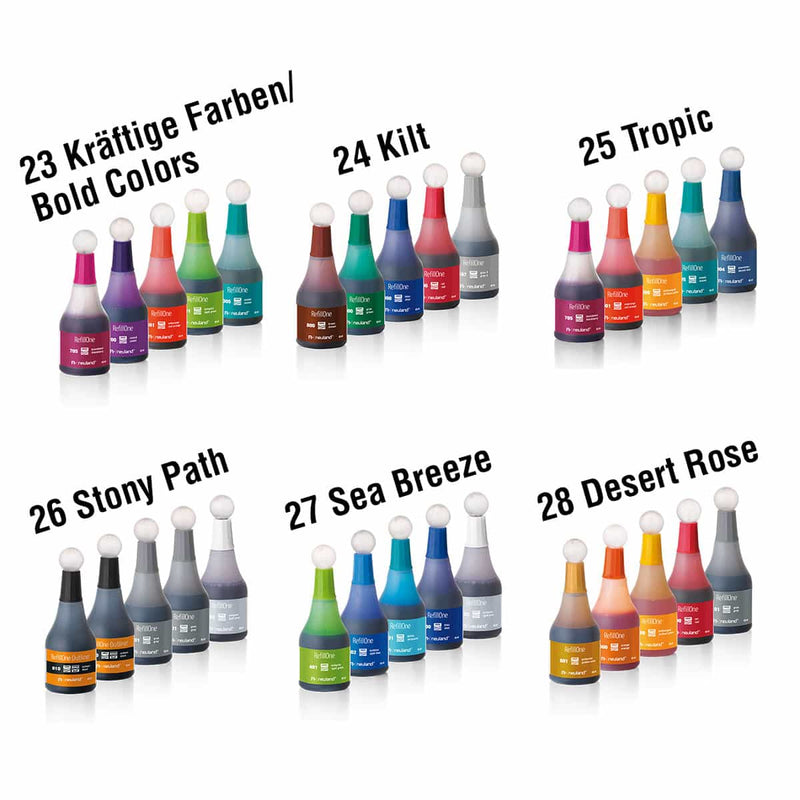 RefillOne Ink, water-based, 5 color set - No. 23 Bold Colors