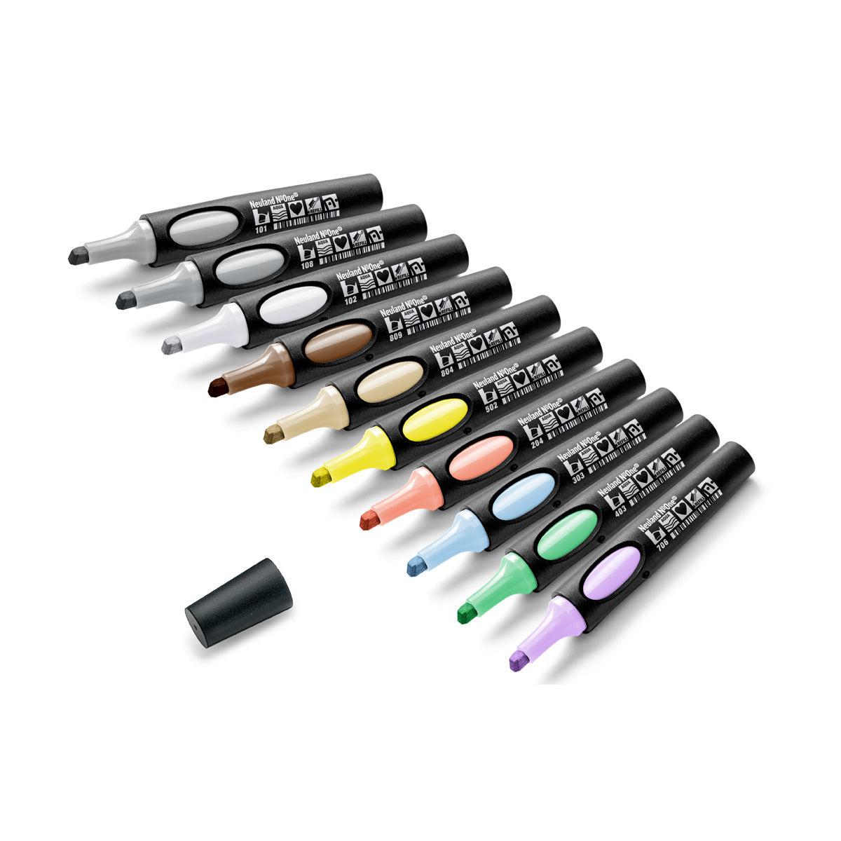 Neuland No.One® Color Set, 10-Pack Facilitation Markers, Wedge Nib - Soft Tones 3