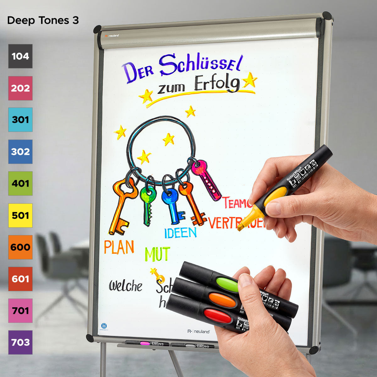 Neuland No.One® Color Set, 10-Pack Facilitation Markers, Wedge Nib - Deep Tones 3