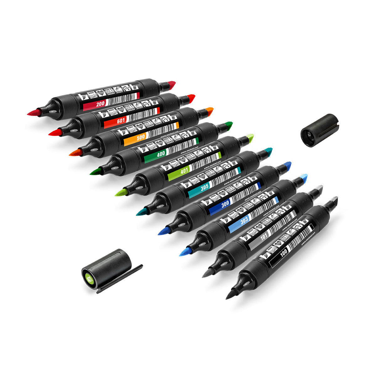 Neuland TwinOne® Color Set, Mixed Tones, 10-Pack Facilitation Markers with chisel and brush nib