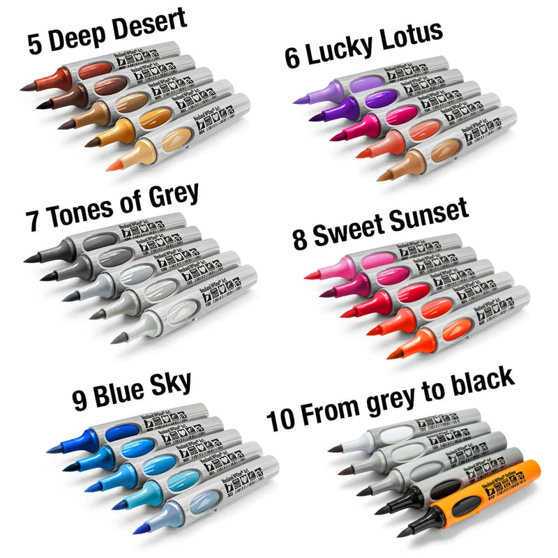 Neuland No.One® Art, brush nib 0.5-7 mm, 5/color sets - 5 Deep Desert
