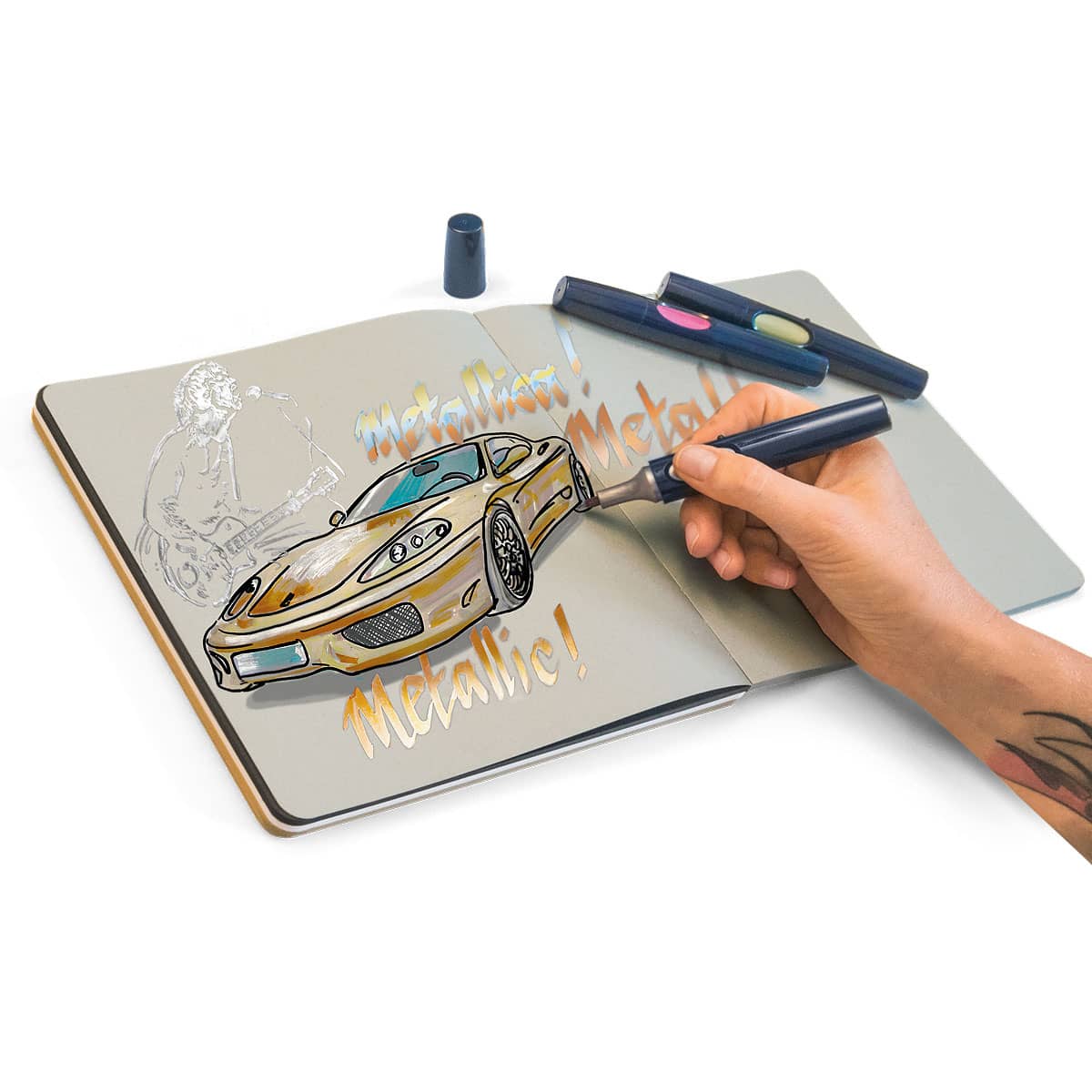 Neuland No.One® Metallic Color Set, 10-Pack Facilitation Markers, wedge nib 2–6 mm