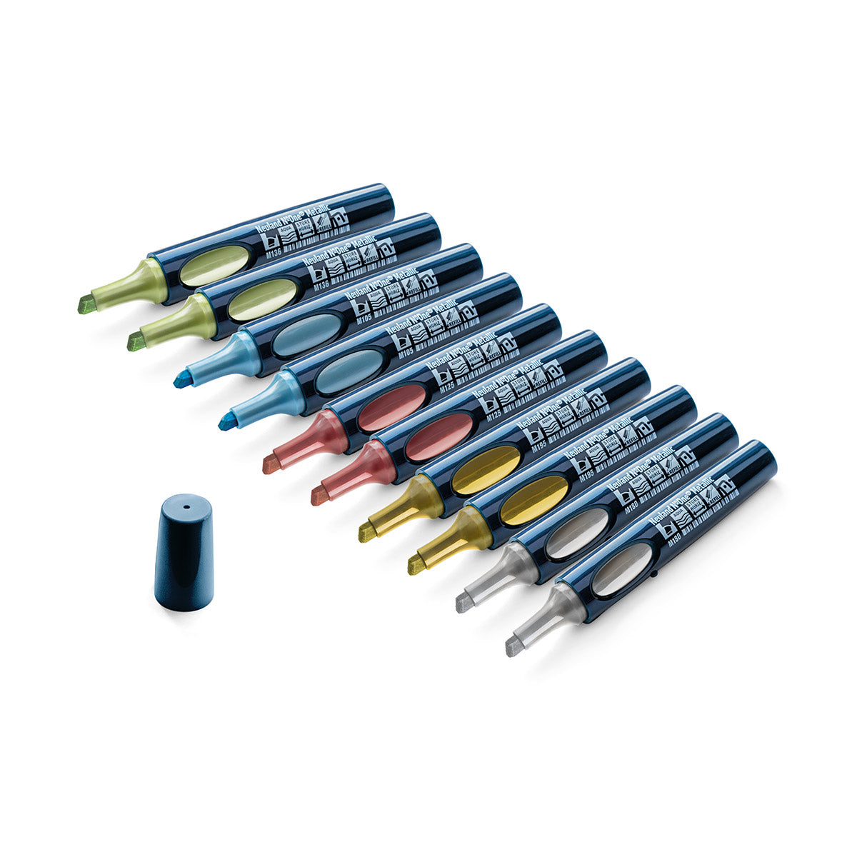 Neuland No.One® Metallic Color Set, 10-Pack Facilitation Markers, wedge nib 2–6 mm