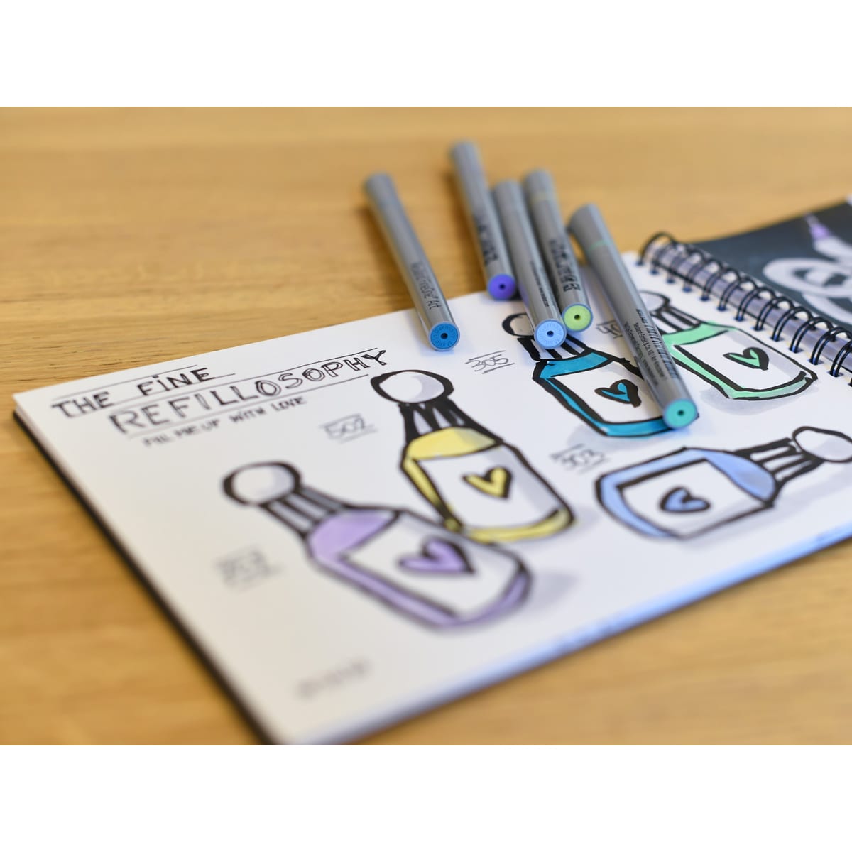Neuland FineOne® Art Fineliner, brush nib 0.5-5 mm, 10 color set, Mixed Tones 7