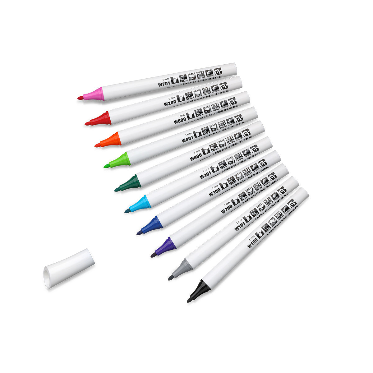 Neuland FineOne® Whiteboard, round nib 1 mm – set of 10 colors - Mixed Tones 10W