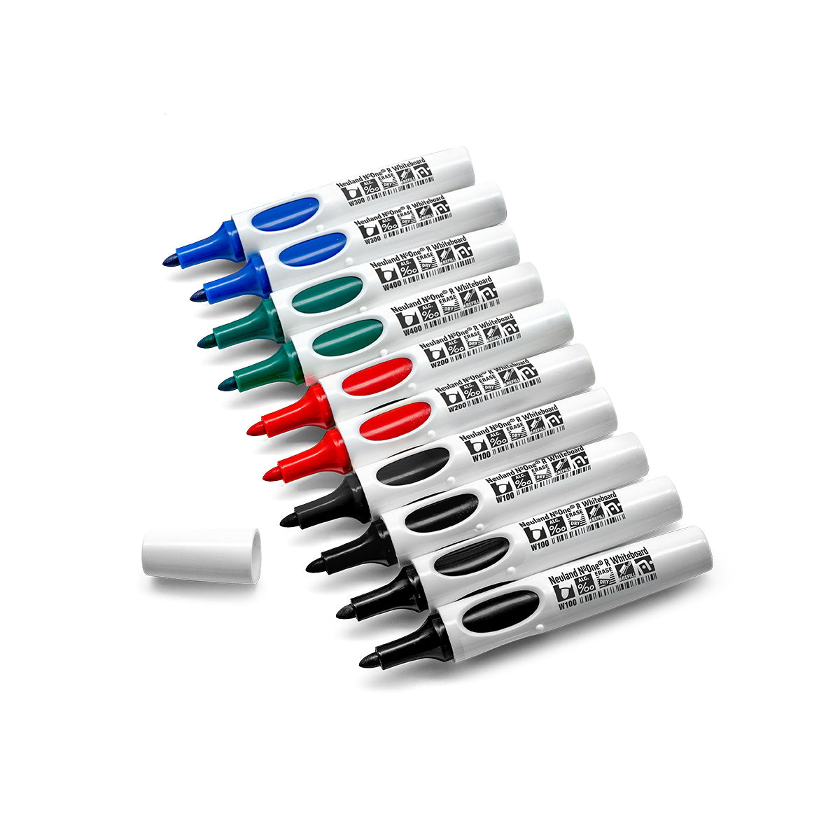 Neuland No.One® R, round nib whiteboard markers – set of 10 colors