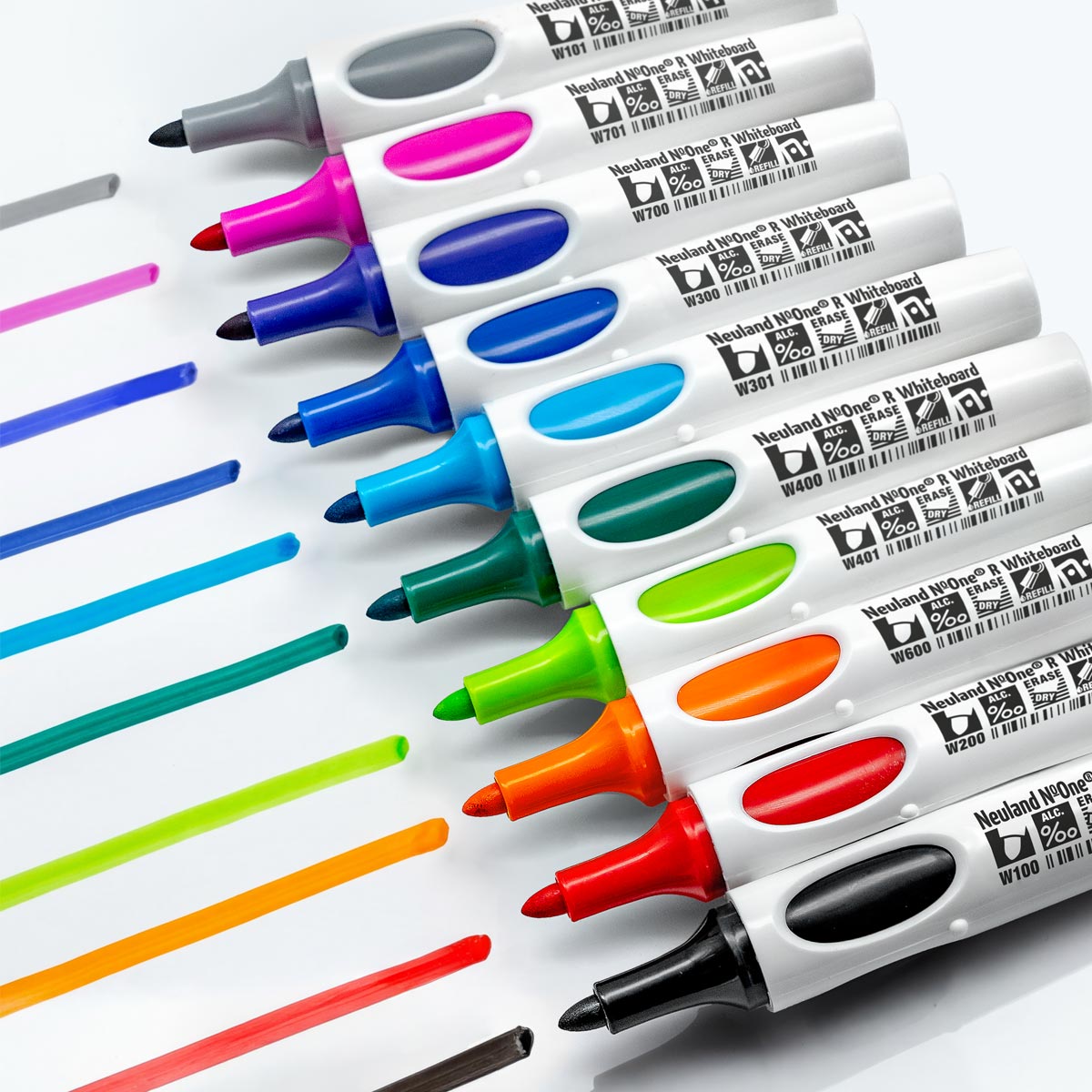 Neuland No.One® R, round nib whiteboard markers – set of 10 colors