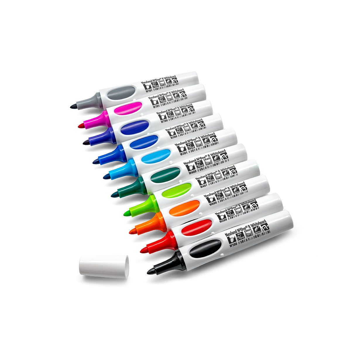 Neuland No.One® R, round nib whiteboard markers – set of 10 colors