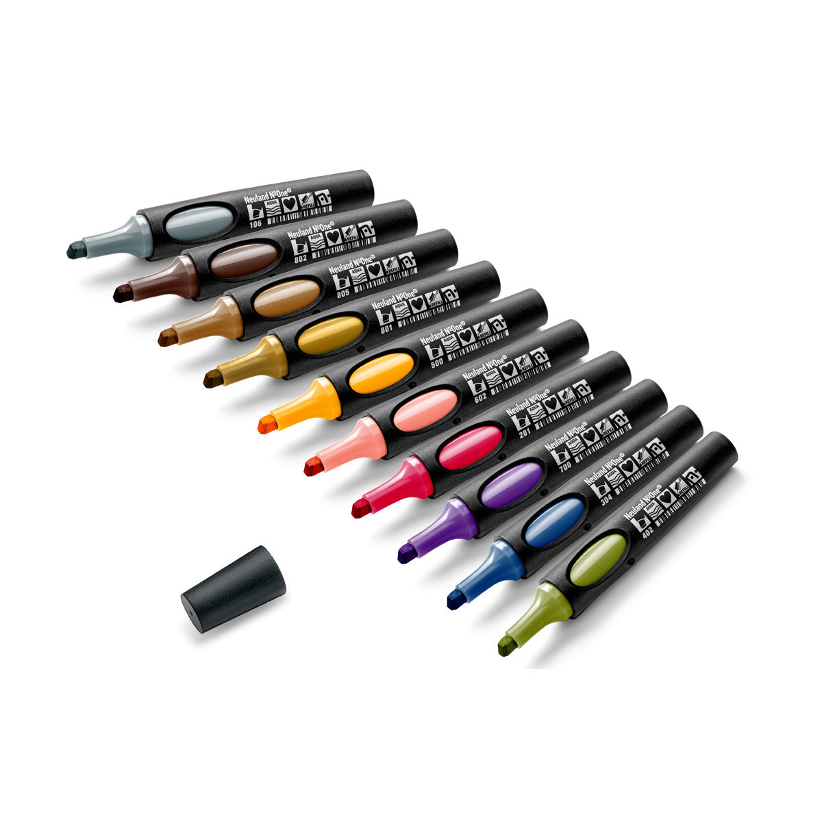 Neuland No.One® Color Set, 10-Pack Facilitation Markers, Wedge Nib - Muted Tones 3
