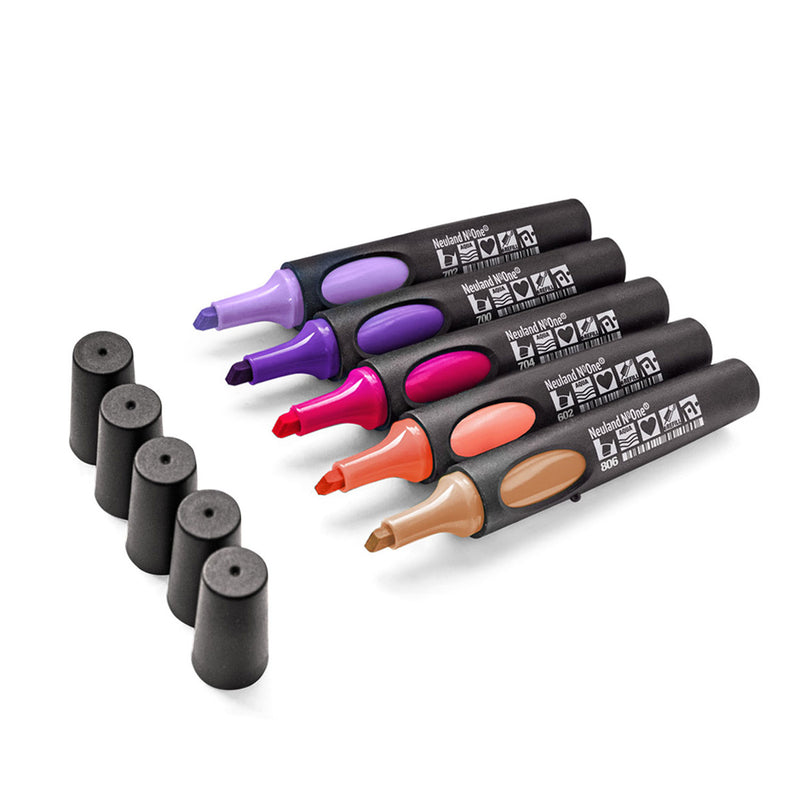 Neuland No.One®, wedge nib 2-6 mm, 5/color sets - 6 Lucky Lotus