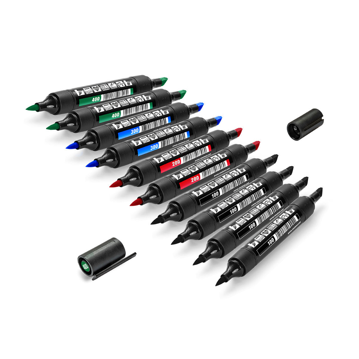Neuland TwinOne® Color Set, Basic Tones, 10-Pack Facilitation Markers with chisel and brush nib