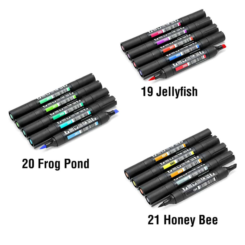 Neuland TwinOne® chisel- and brush nib, 5/color sets - Set No. 21 Honey Bee