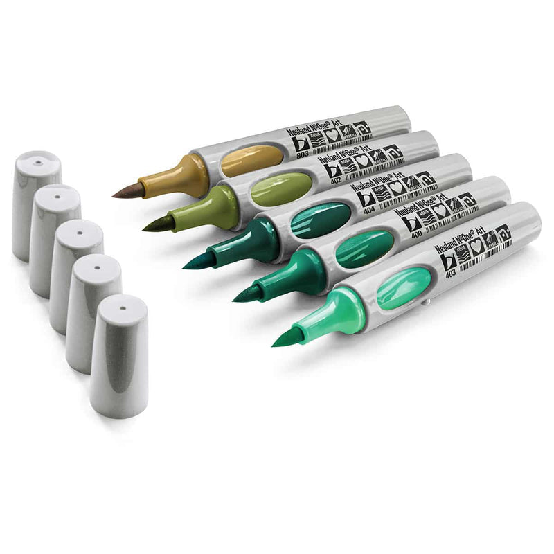 Neuland No.One® Art, brush nib 0.5-7 mm, 5/color sets - 12 Back to Green