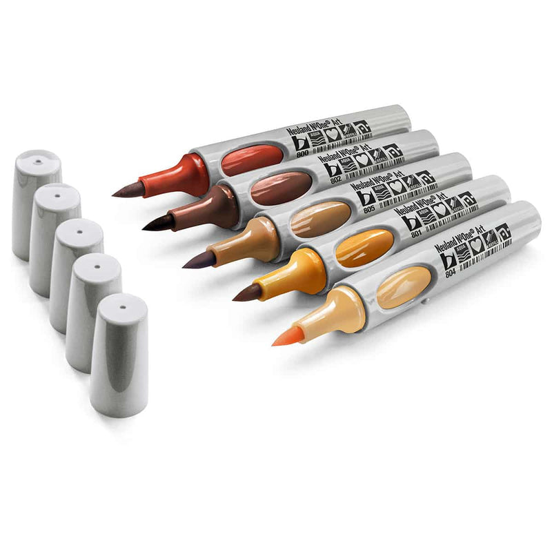 Neuland No.One® Art, brush nib 0.5-7 mm, 5/color sets - 5 Deep Desert
