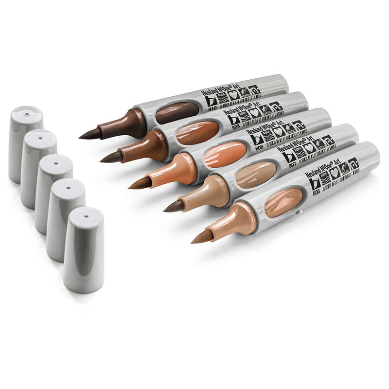 Neuland No.One® Art, brush nib 0.5-7 mm, 5/color sets - 15 Friends