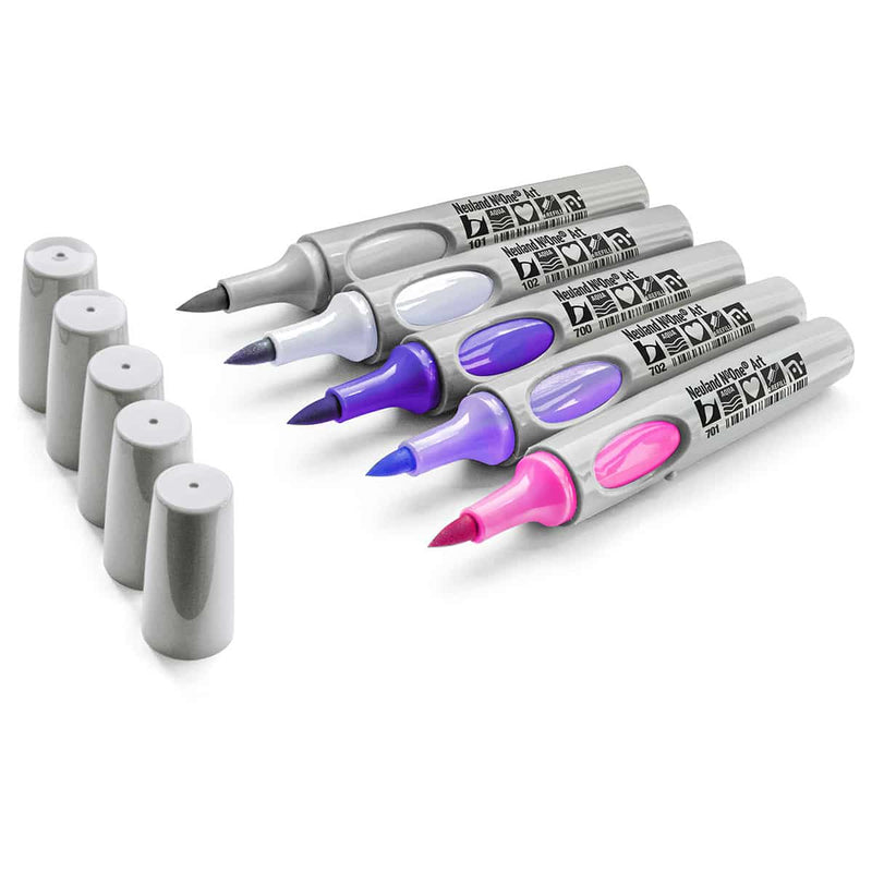 Neuland No.One® Art, brush nib 0.5-7 mm, 5/color sets - 18 Pink Amethyst