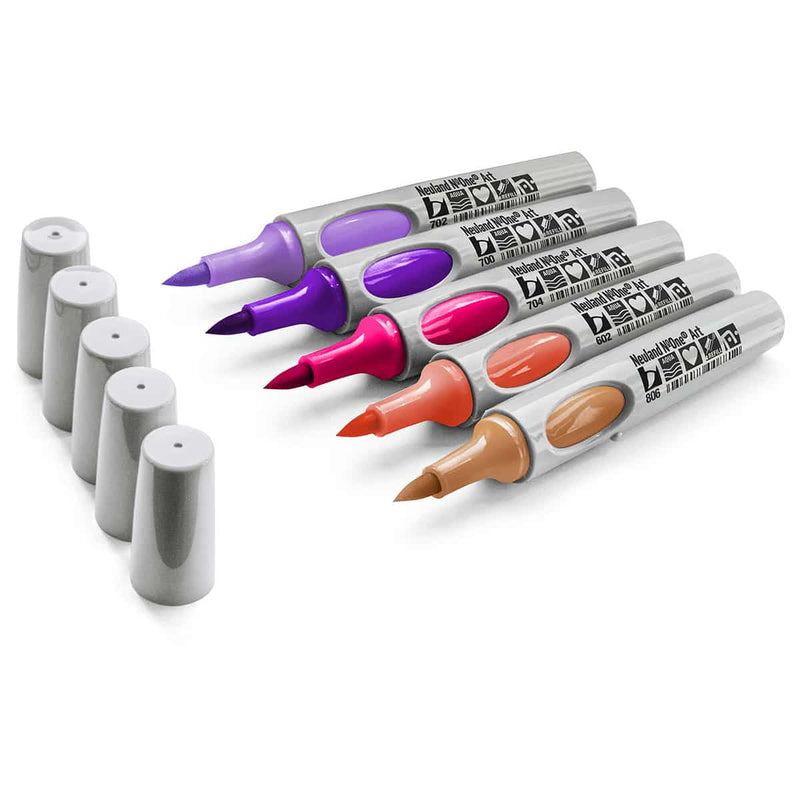 Neuland No.One® Art, brush nib 0.5-7 mm, 5/color sets - 6 Lucky Lotus