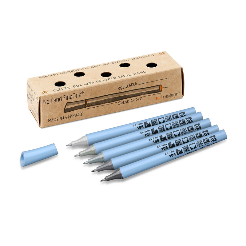 Neuland FineOne® Flex, 5/color sets - Set No. 7 Tones of Grey