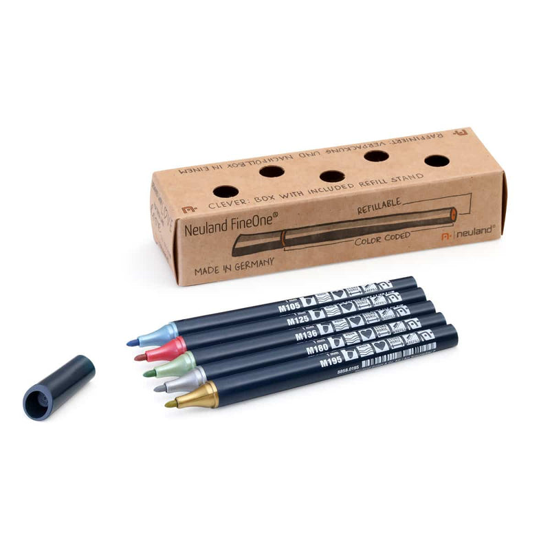 Neuland FineOne® Metallic, round nib 1 mm – Set No. M70 Mix